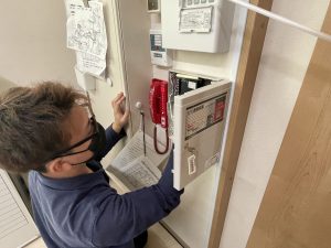 火災通報装置 起動試験 作業