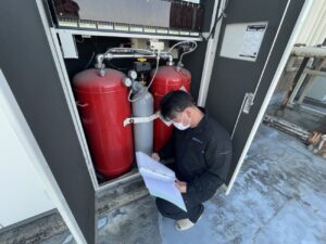 消火設備の点検作業（岐阜県）