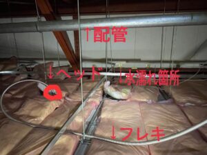 天井からの断続的な水漏れを調査した現場写真