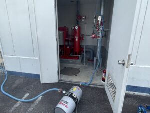 消防設備点検で不具合が発見されたアラーム弁
