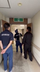 一宮市で消防設備点検と消防署立入検査に対応した様子