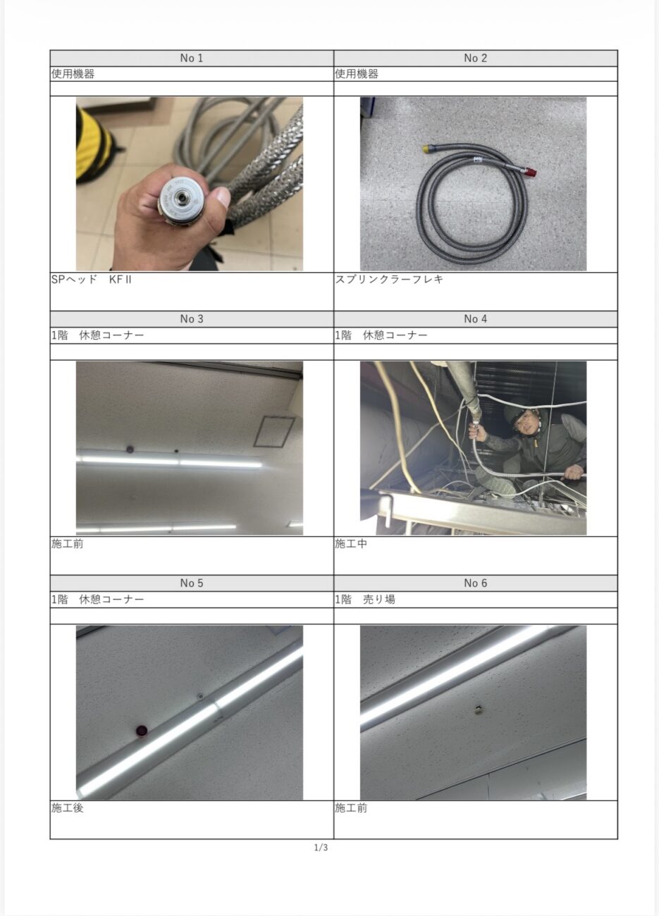名古屋市内のスプリンクラーヘッドとスプリンクラーフレキ交換工事の施工前部材